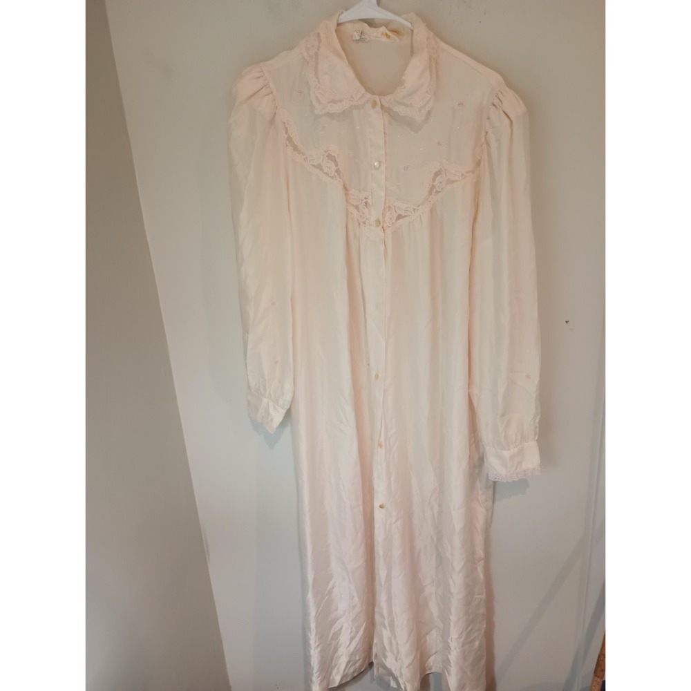 Vintage Barbizon Della Nightgown Medium Pink Lace Floral Cottagecore Coquette